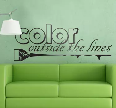 Kleur buiten de lijnen quote sticker - TenStickers