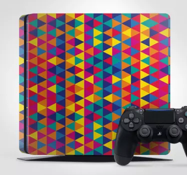 Kleurrijk driehoekspatroon ps4 sticker - TenStickers