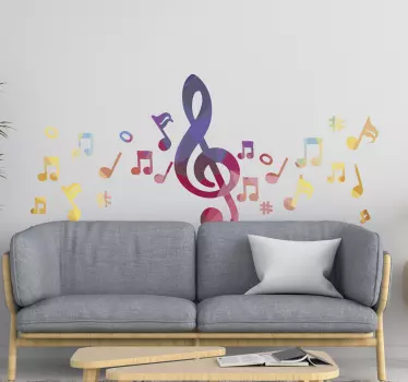 Kleurrijk pentagram muzikaal embleem - TenStickers
