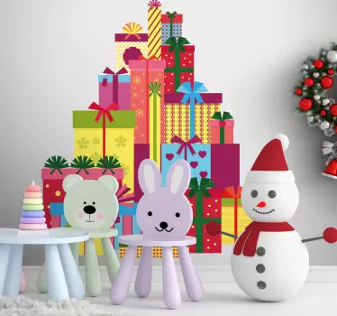 Kerst sticker kleurrijke cadeaupakketten - TenStickers