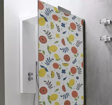 Kleurrijke fruitpatronen douchedeur sticker - TenStickers