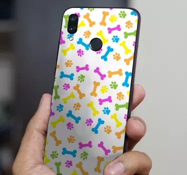 Kleurrijke hondenpatronen huawei sticker - TenStickers