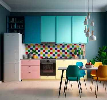 Kleurrijke tegels achterwand keuken sticker - TenStickers