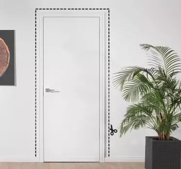 Kniplijn schaar deur sticker - TenStickers