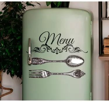 Koelkast sticker elegant bestek menu - TenStickers