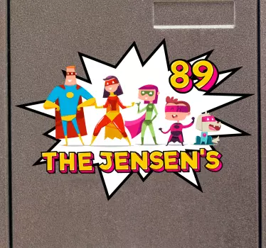 Koelkast sticker gepersonaliseerde superhelden familie - TenStickers