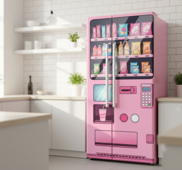 Koelkast sticker roze automaat - TenStickers