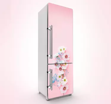 Koelkast sticker roze bloemen - TenStickers
