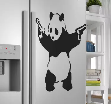 Koelkast sticker Banksy panda met geweren - TenStickers