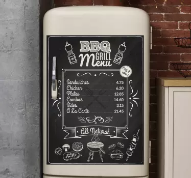 Koelkast sticker barbecue grill menu - TenStickers