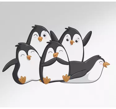 Koelkast sticker Grappig ontwerp van pinguïns - TenStickers