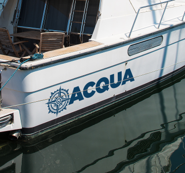 Kompasroos met naam stickers voor boot - TenStickers