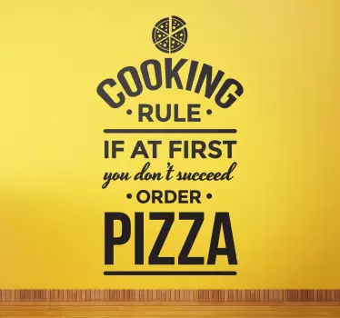 Kook regels bestel pizza tekst sticker - TenStickers