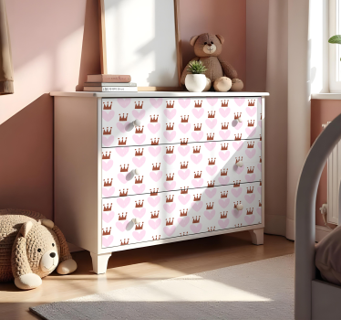 Kronen en harten meubel sticker - TenStickers