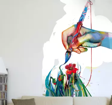 Kunst airbrush bloemen sticker - TenStickers