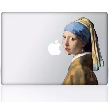 Laptop sticker meisje met de parel - TenStickers