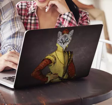 Stickers voor laptop aristocratische kat - TenStickers