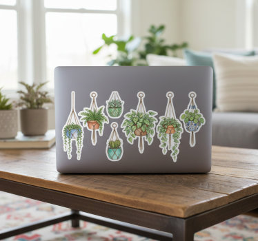 Laptop sticker botanische hangmanden - TenStickers
