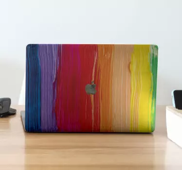 Regenboog verf laptop sticker - TenStickers