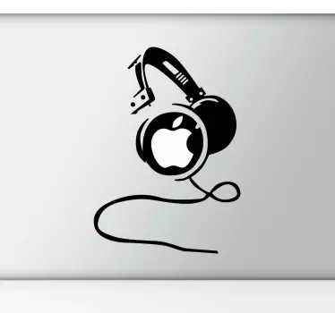Laptopsticker Apple Koptelefoon - TenStickers