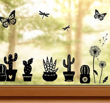 Leuke plantendecoratie raamsticker - TenStickers