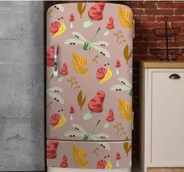 Slakken en libellen koelkast sticker - TenStickers