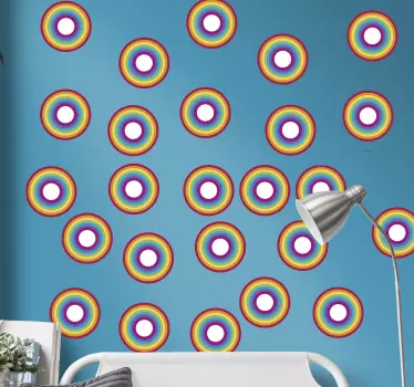Levendige ronde motieven sticker geometrische vormen - TenStickers