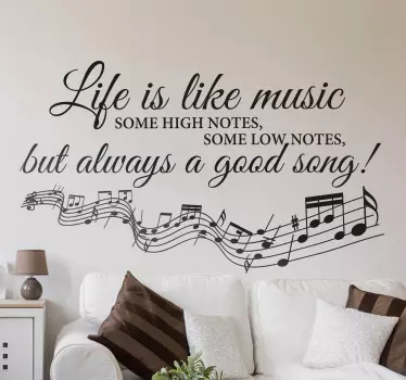 Life is Like Music muursticker woonkamer - TenStickers