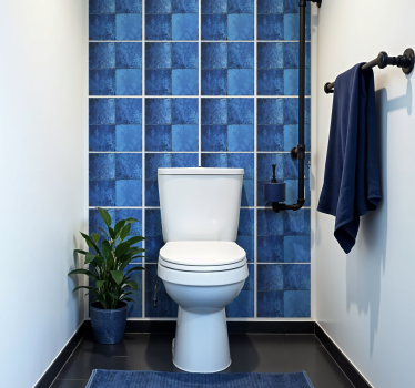 Marineblauw vierkant motief badkamer sticker - TenStickers