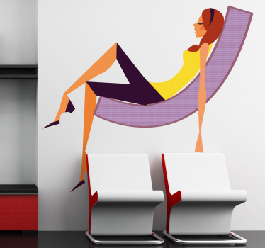Meisje chillen op moderne stoel sticker - TenStickers