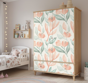 Meubel sticker zachte waterverf bloemen - TenStickers