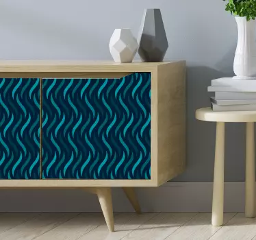 Meubel sticker blauw golven patroon - TenStickers