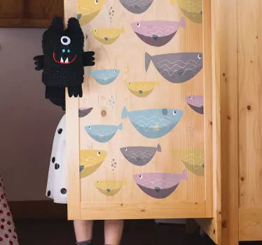 Muurstickers kinderkamer gekleurde visjes - TenStickers