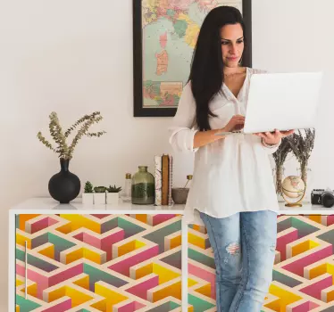 Stickers voor op meubels geometrisch labyrint woonkamer - TenStickers