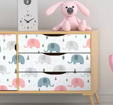 Muurstickers kinderkamer patroon olifantjes - TenStickers