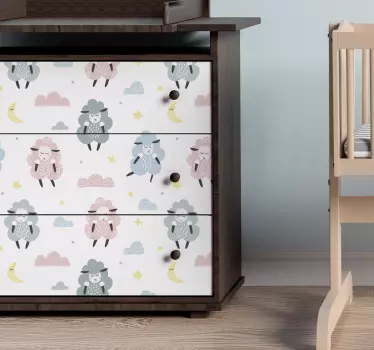 Muurstickers kinderkamer patroon schaapjes - TenStickers