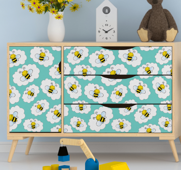 Meubel stickers patroon wolken en bijen - TenStickers