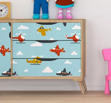 Muurstickers kinderkamer vliegtuig in de lucht - TenStickers