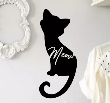 Miauw kat silhouet muur zelfklevende sticker - TenStickers