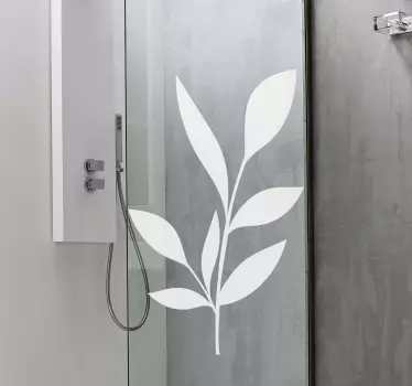 Minimalistisch bladmotief douchedeur sticker - TenStickers