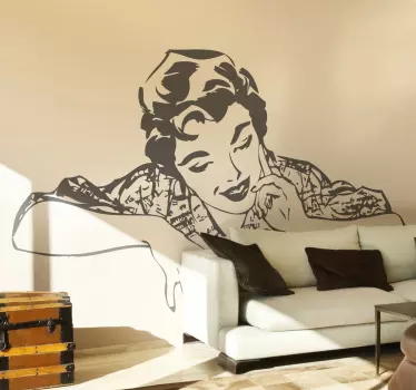 Mooie dame retro sticker - TenStickers