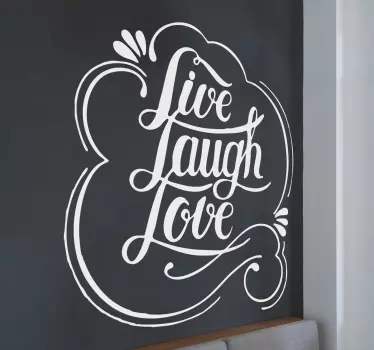 Tekst muursticker woonkamer met Live Laugh Love - TenStickers