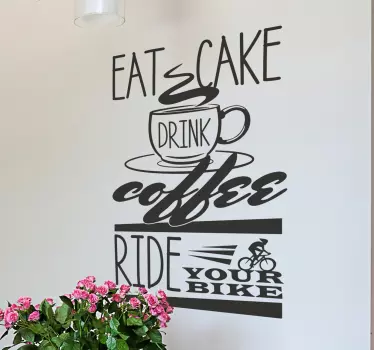 Muursticker keuken koffie en fietsen - TenStickers