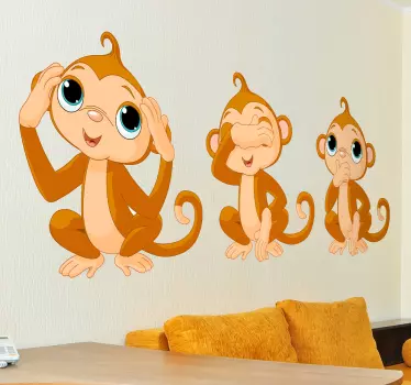 Muursticker Aapjes Kinderen - TenStickers