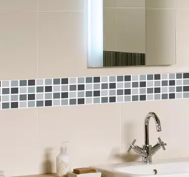 Muursticker Blauw Grijs Tegelpatroon - TenStickers