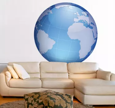 Muursticker Blauwe Wereldbol - TenStickers