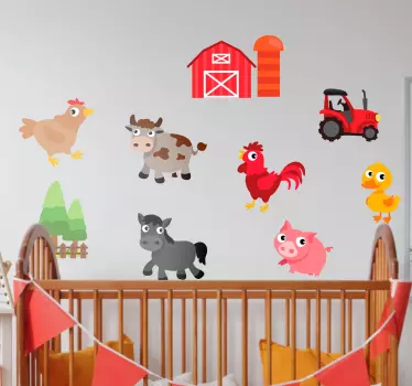 Muursticker kinderkamer boerderij dieren - TenStickers