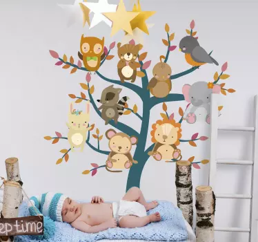 Kinderkamer muursticker boom met dieren - TenStickers