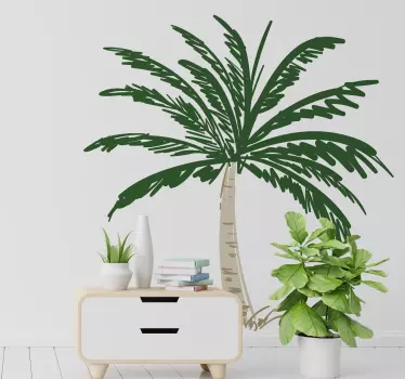 Muurstickers bloemen palmboom tekening design - TenStickers