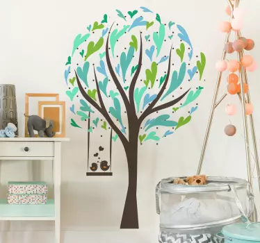 Muursticker boom schommel vogels - TenStickers